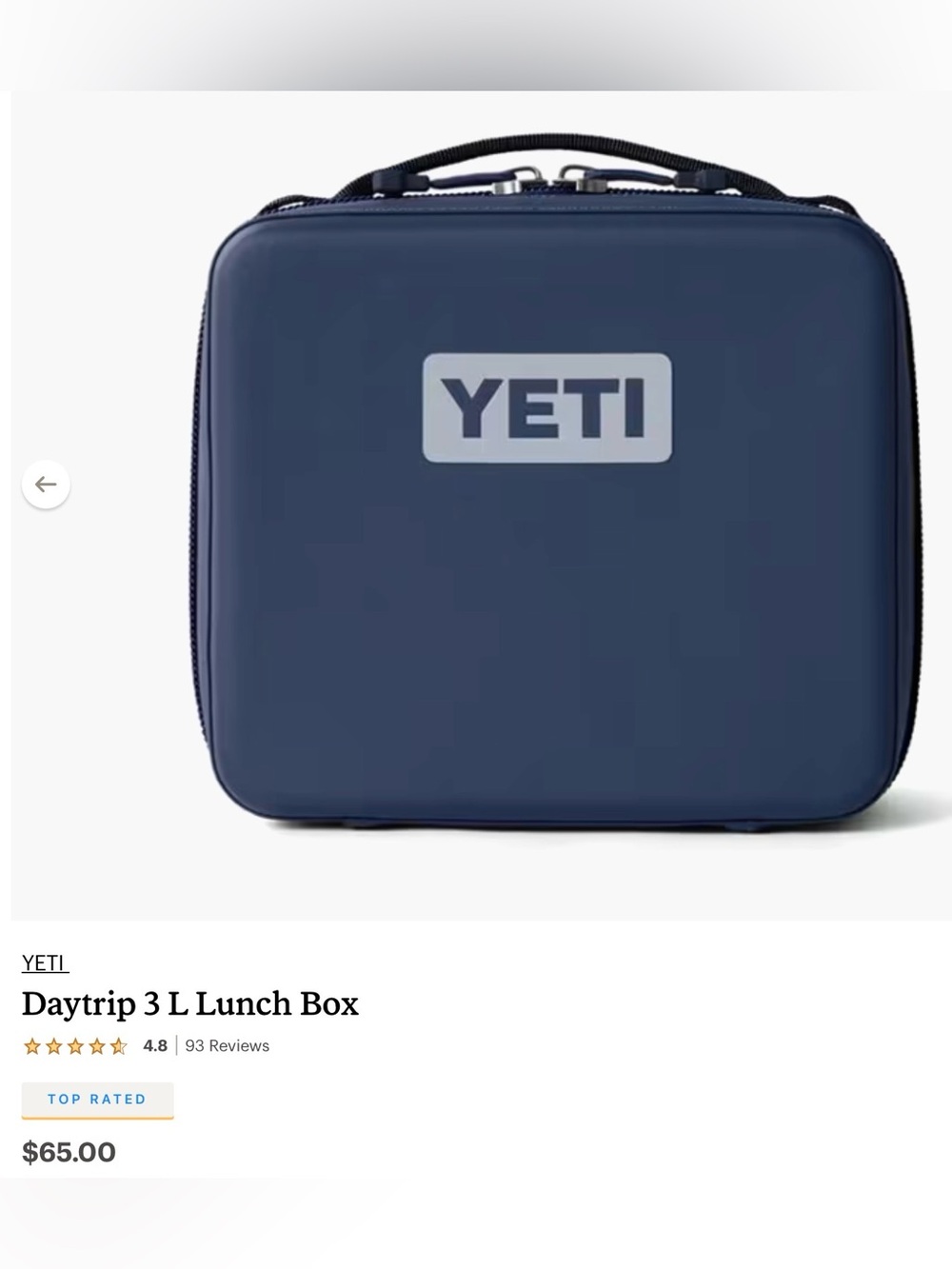 Yeti day trip insulated lunch box 3L nwt classic navy summer school work
